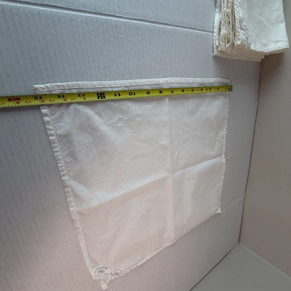 Battenburg Lace Corner Dinner Napkins Set 4 White Cotton Cottagecore 16x16